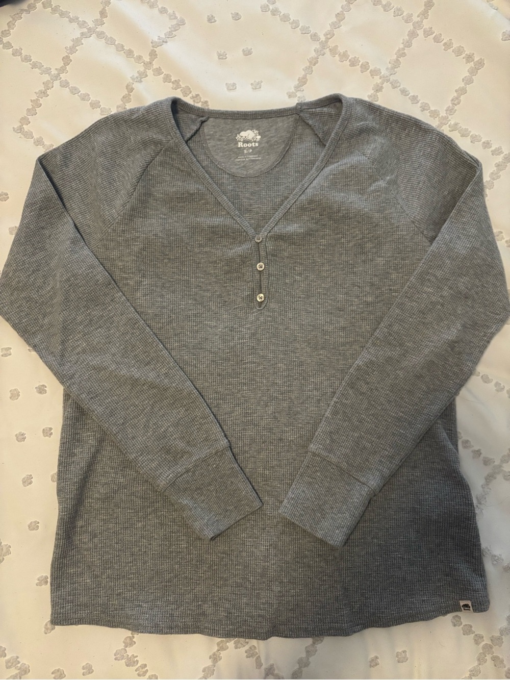 Roots Women’s Grey Waffle Long Sleeve Shirt